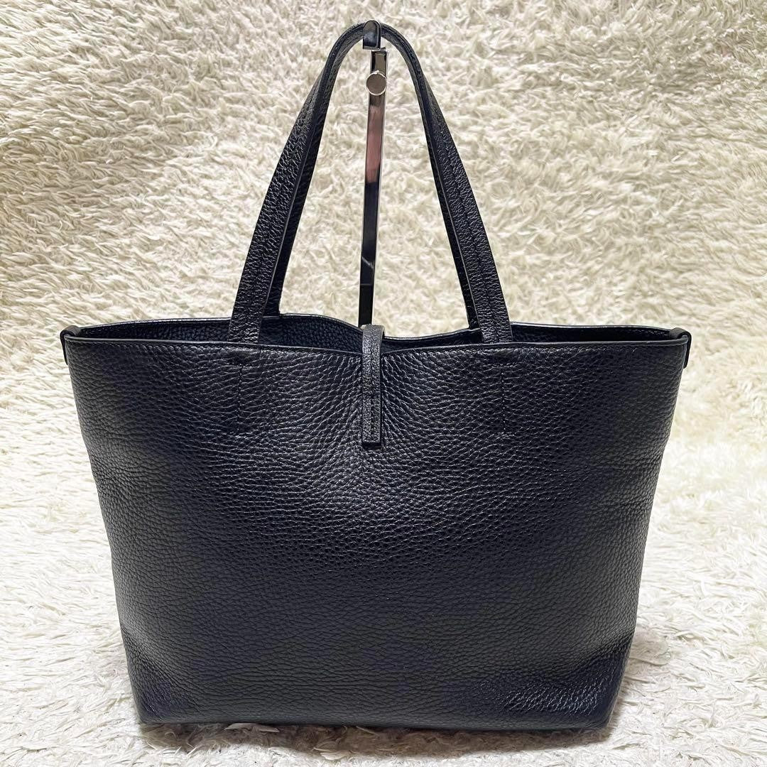 Salvatore Ferragamo Hand Bag Tote Purse Gancini Leather Black Authentic