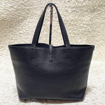 Salvatore Ferragamo Hand Bag Tote Purse Gancini Leather Black Authentic