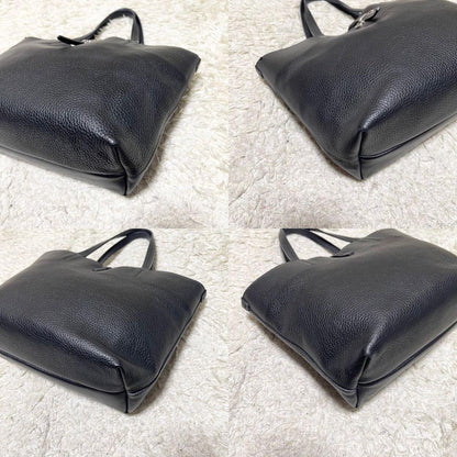 Salvatore Ferragamo Hand Bag Tote Purse Gancini Leather Black Authentic