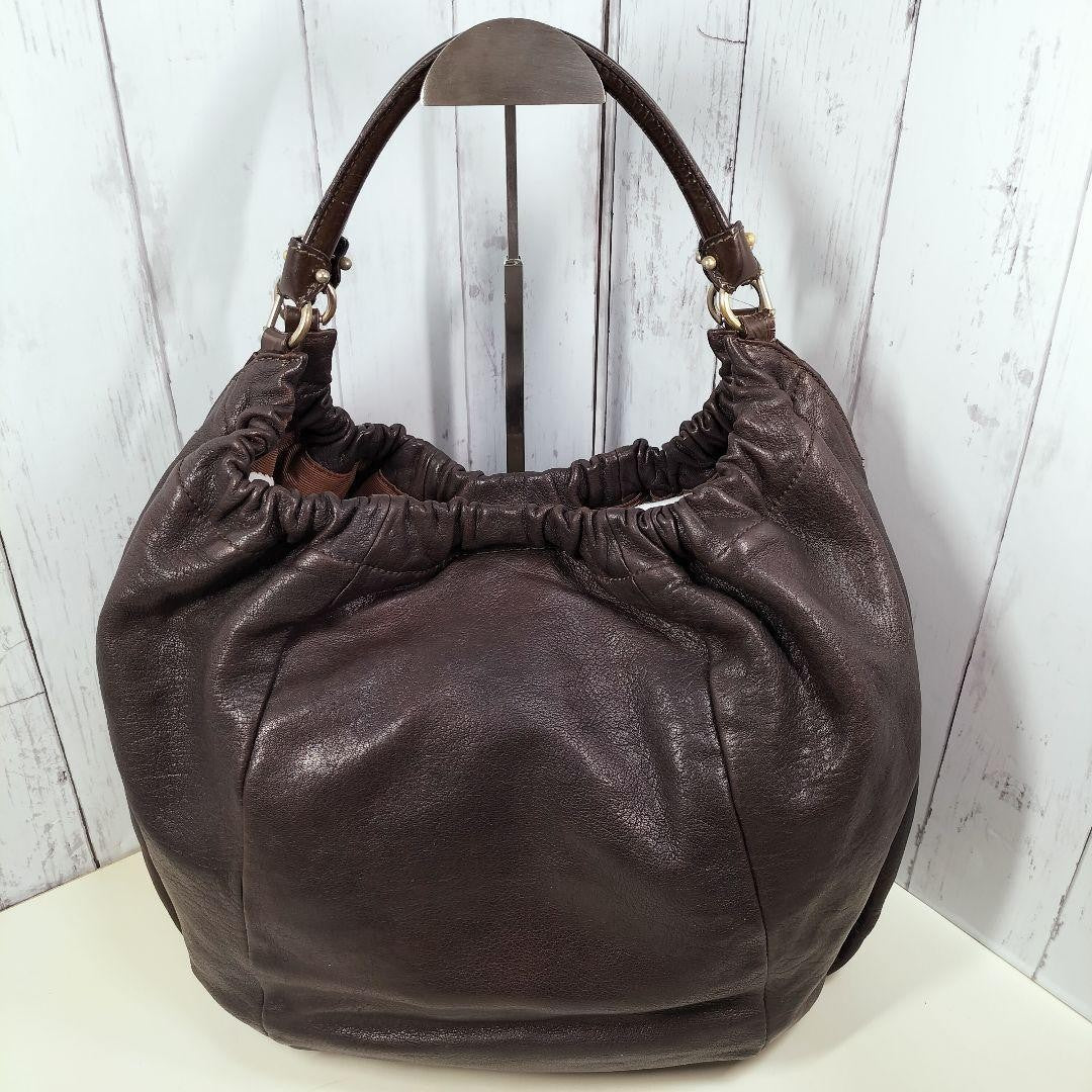 Salvatore Ferragamo Hand Bag Tote Purse Vara Ribbon Leather Brown Authentic