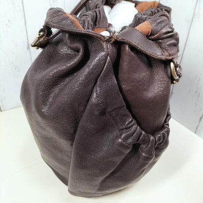 Salvatore Ferragamo Hand Bag Tote Purse Vara Ribbon Leather Brown Authentic