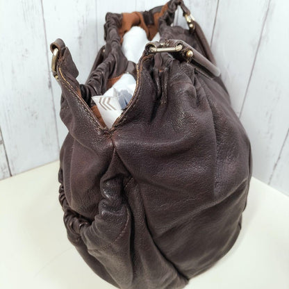 Salvatore Ferragamo Hand Bag Tote Purse Vara Ribbon Leather Brown Authentic