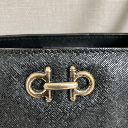 Salvatore Ferragamo Hand Bag Tote Purse Gancini Black Authentic