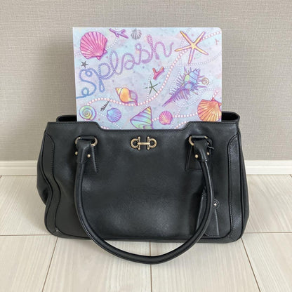 Salvatore Ferragamo Hand Bag Tote Purse Gancini Black Authentic