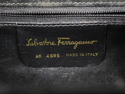Salvatore Ferragamo Shoulder Bag Purse Gancini Suede Black Authentic