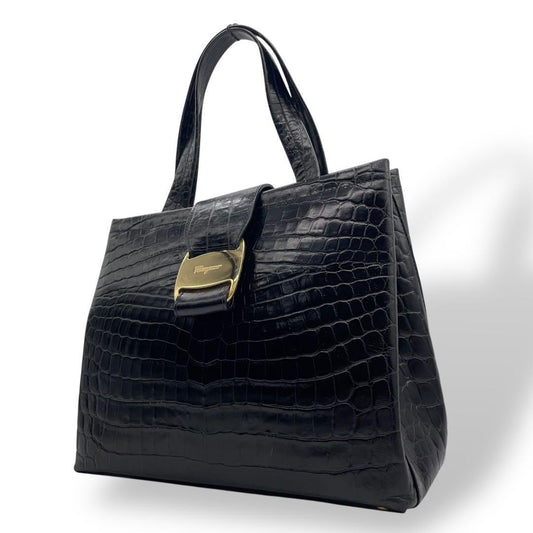 Salvatore Ferragamo Hand Bag Tote Purse Vara Ribbon Authentic