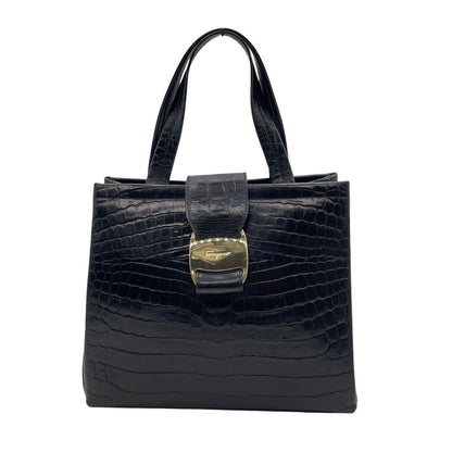 Salvatore Ferragamo Hand Bag Tote Purse Vara Ribbon Authentic