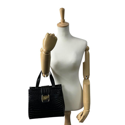 Salvatore Ferragamo Hand Bag Tote Purse Vara Ribbon Authentic
