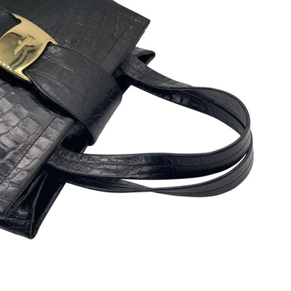 Salvatore Ferragamo Hand Bag Tote Purse Vara Ribbon Authentic