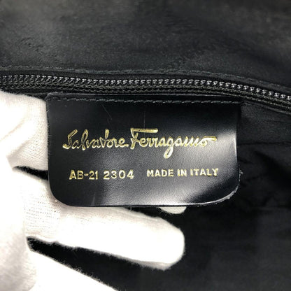 Salvatore Ferragamo Hand Bag Tote Purse Leather Black Authentic