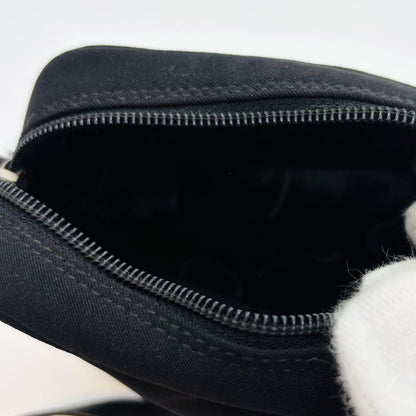 Salvatore Ferragamo Shoulder Bag Purse Gancini Canvas Leather Black Authentic