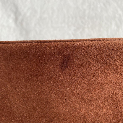 Salvatore Ferragamo Shoulder Bag Purse Gancini Chain Suede Brown Authentic