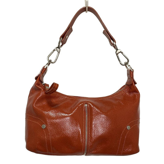 Longchamp Shoulder Bag Purse Patent Leather Brown Authentic