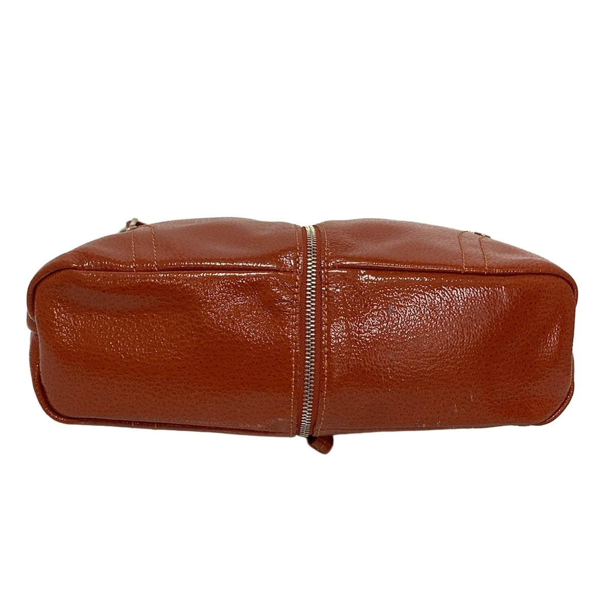 Longchamp Shoulder Bag Purse Patent Leather Brown Authentic