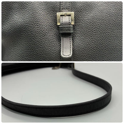 Longchamp Shoulder Bag Purse Leather Black Authentic
