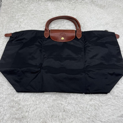 Longchamp Hand Bag Tote Purse Le Pliage Nylon Leather Navy Authentic