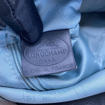Longchamp Shoulder Bag Purse Leather Navy Authentic