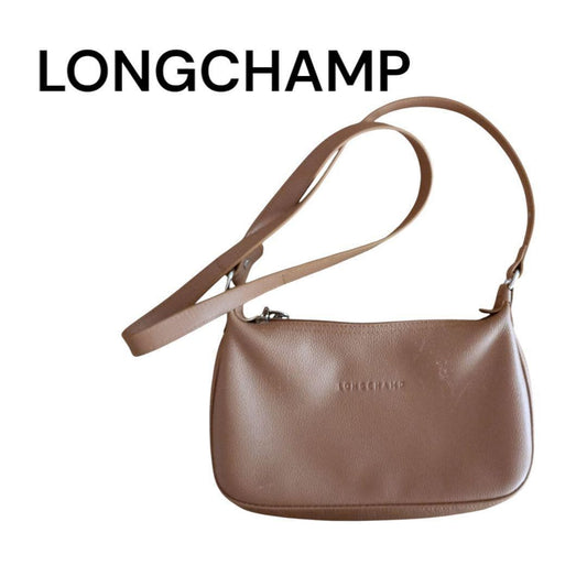 Longchamp Shoulder Bag Purse Brown Beige Authentic