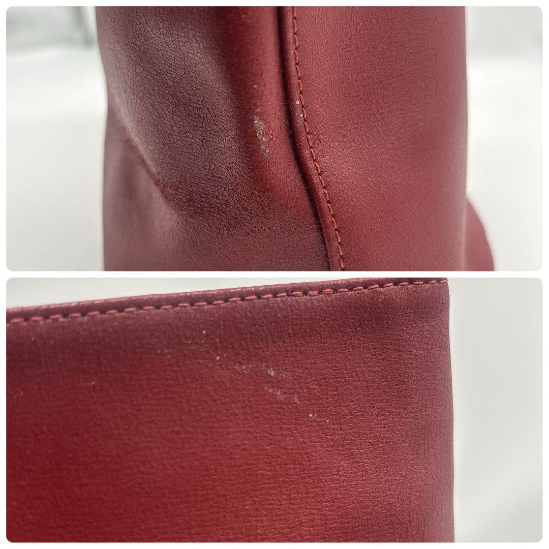 Longchamp Shoulder Bag Purse Leather Red Authentic