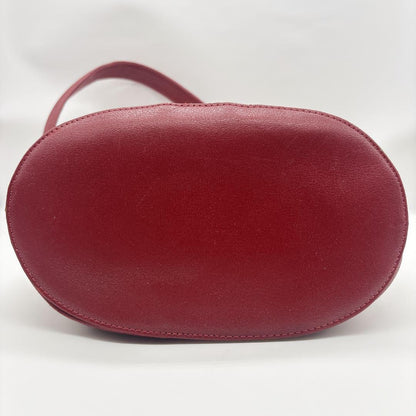 Longchamp Shoulder Bag Purse Leather Red Authentic