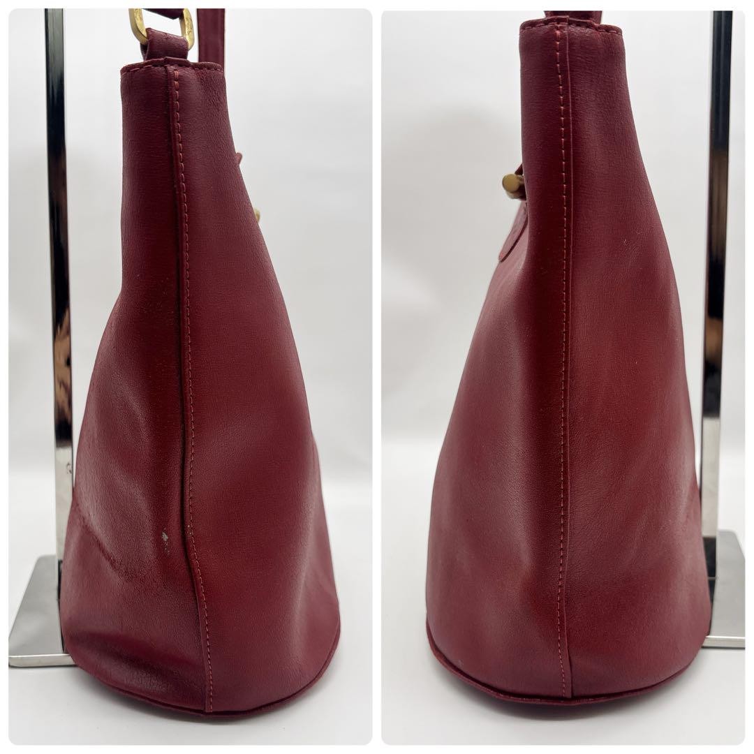 Longchamp Shoulder Bag Purse Leather Red Authentic