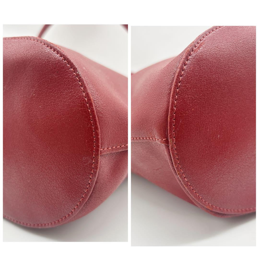 Longchamp Shoulder Bag Purse Leather Red Authentic