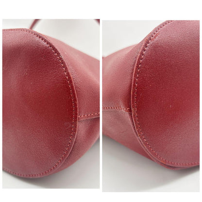Longchamp Shoulder Bag Purse Leather Red Authentic