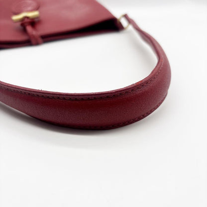 Longchamp Shoulder Bag Purse Leather Red Authentic