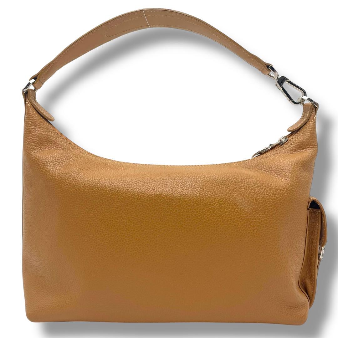 Longchamp Shoulder Bag Purse Leather Camel Brown Authentic
