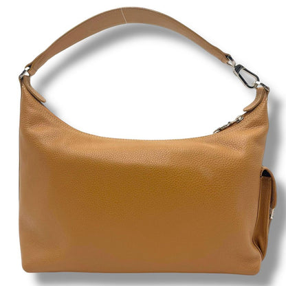 Longchamp Shoulder Bag Purse Leather Camel Brown Authentic
