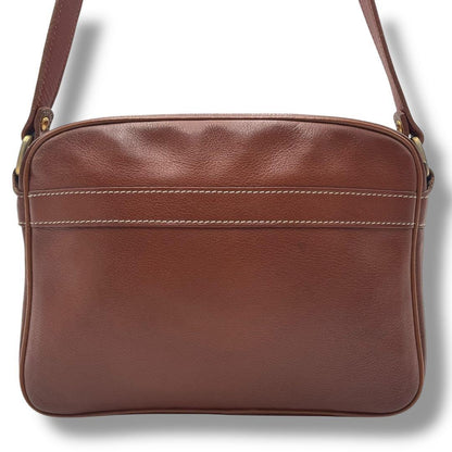 Longchamp Shoulder Bag Purse Leather Brown Authentic
