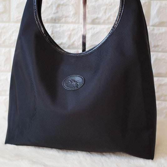 Longchamp Hand Shoulder Bag Tote Purse Black Authentic