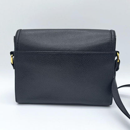Longchamp Shoulder Bag Purse Leather Black Authentic