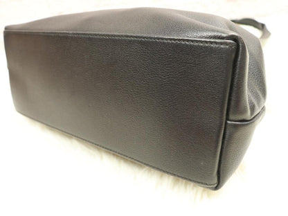 Longchamp Hand Bag Tote Purse Leather Black Authentic