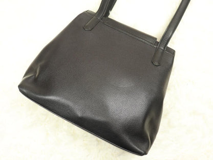 Longchamp Hand Bag Tote Purse Leather Black Authentic