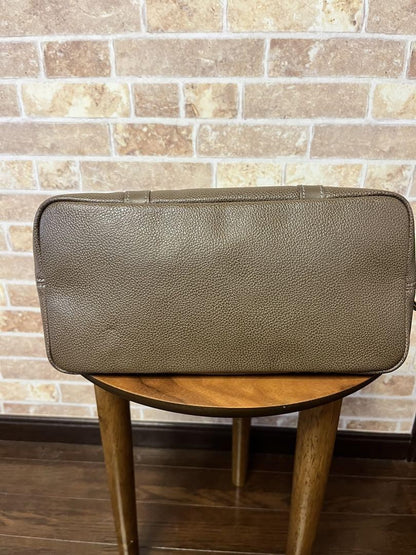 Longchamp Hand Bag Tote Purse Leather Mocha Brown Greige Authentic