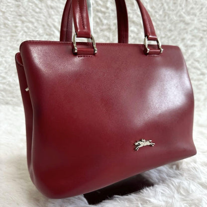 Longchamp Hand Shoulder Bag Tote Purse 2way Red Authentic
