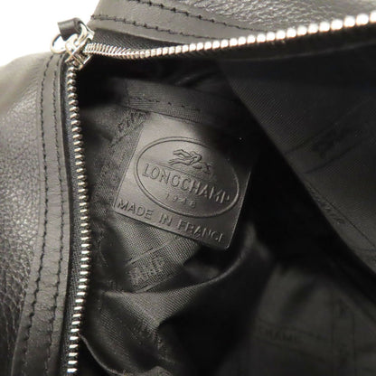 Longchamp Shoulder Bag Purse Leather Black Authentic