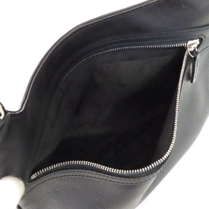 Longchamp Shoulder Bag Purse Leather Black Authentic