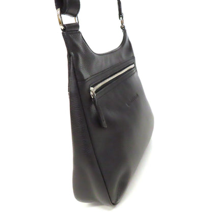 Longchamp Shoulder Bag Purse Leather Black Authentic