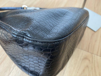Longchamp Shoulder Bag Purse Leather Black Authentic