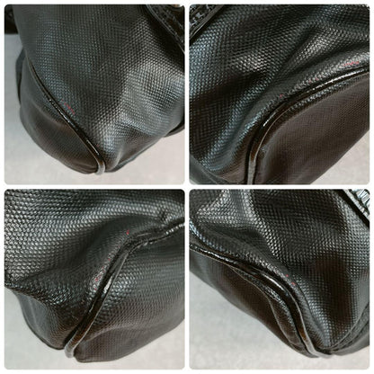Valentino Garavani Hand Bag Tote Purse Logo PVC Leather Black Red Authentic