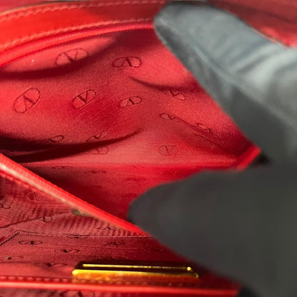 Valentino Garavani Hand Bag Tote Purse Leather Red Authentic