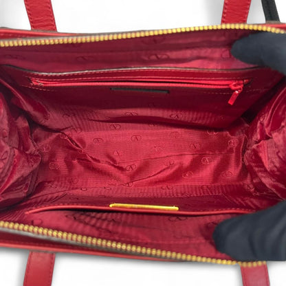 Valentino Garavani Hand Bag Tote Purse Leather Red Authentic