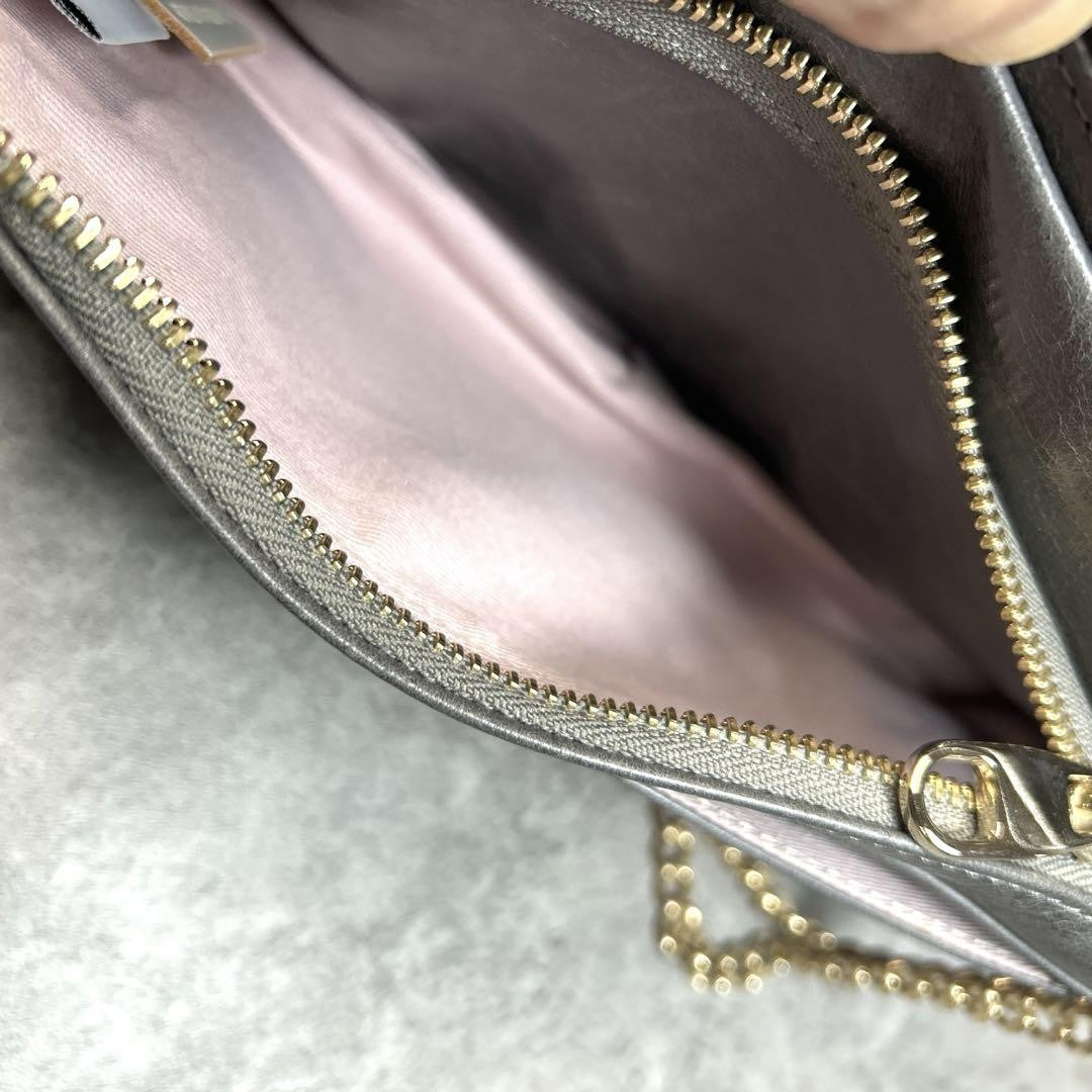 Red Valentino Shoulder Bag Purse Chain Ribbon Leather Authentic