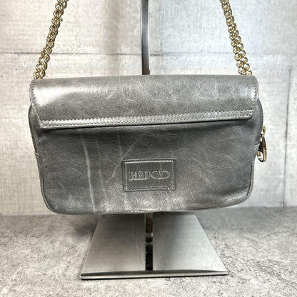 Red Valentino Shoulder Bag Purse Chain Ribbon Leather Authentic