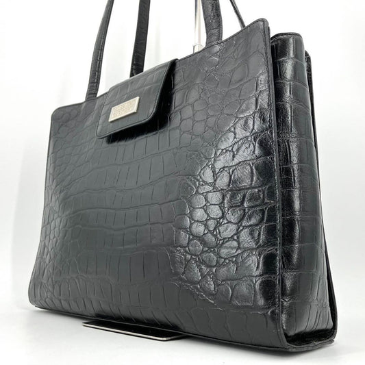 Valentino Garavani Hand Bag Tote Purse Leather Black Authentic
