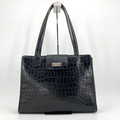 Valentino Garavani Hand Bag Tote Purse Leather Black Authentic