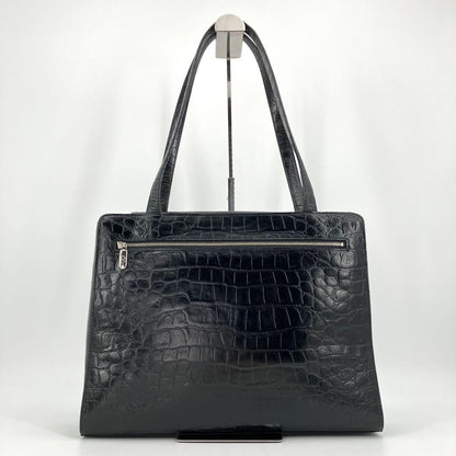 Valentino Garavani Hand Bag Tote Purse Leather Black Authentic
