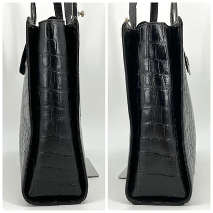 Valentino Garavani Hand Bag Tote Purse Leather Black Authentic